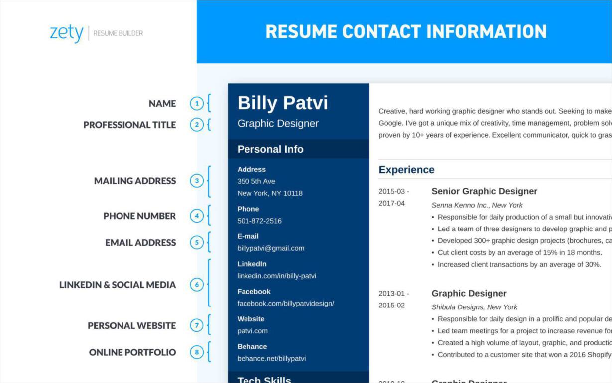 how to write a resume with the right contact information