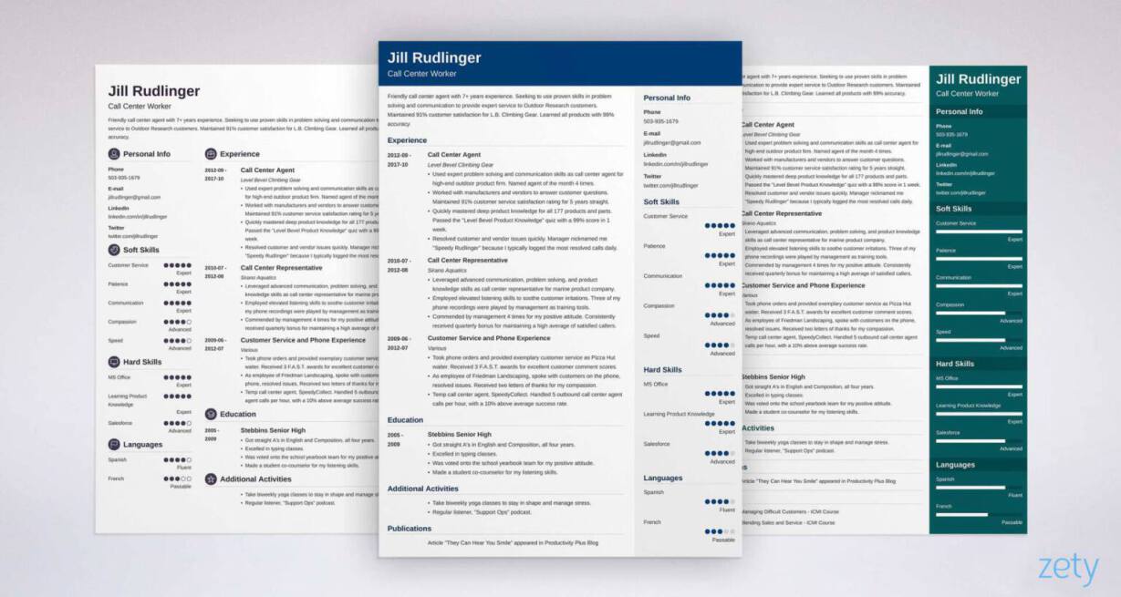 professional resume templates examples