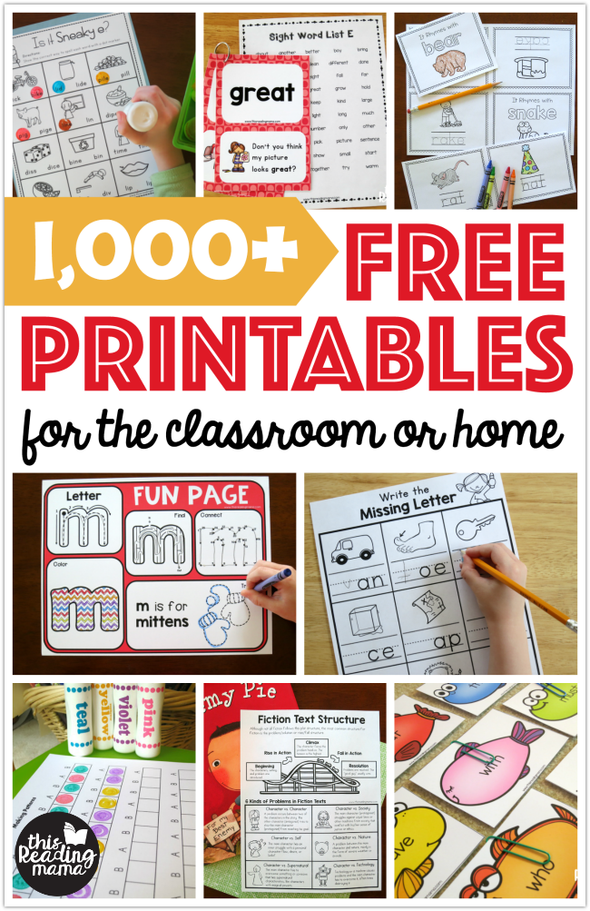 Thousands of Free Printables for the Classroom or Home ~ This Reading Mama