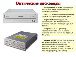 Оптические CD- и DVD-дисководы используют лазер для чтения или записи информ