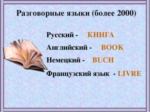 Разговорные языки (более 2000) Русский - КНИГА Английский - BOOK Немецкий - B