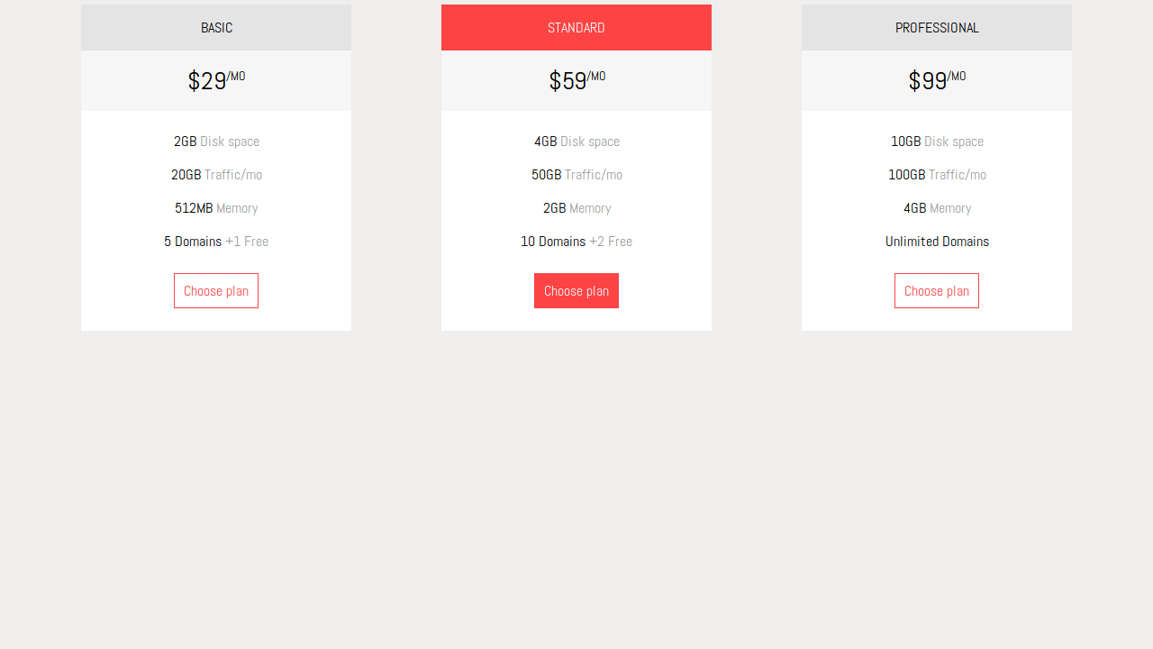Demo image: Pricing Tables