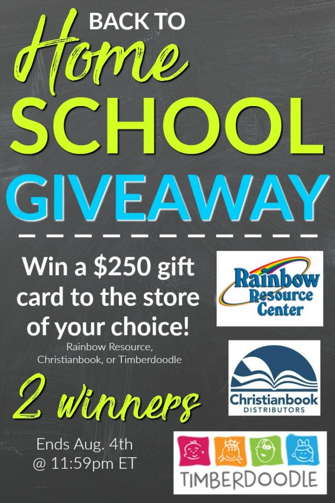 Back to Homeschool Giveaway - Win a $250 gift card to the store of your choice - 2 winners! 