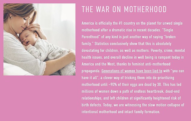Blaming single moms: The organizers blame single mothers and women who delay having children for all the world