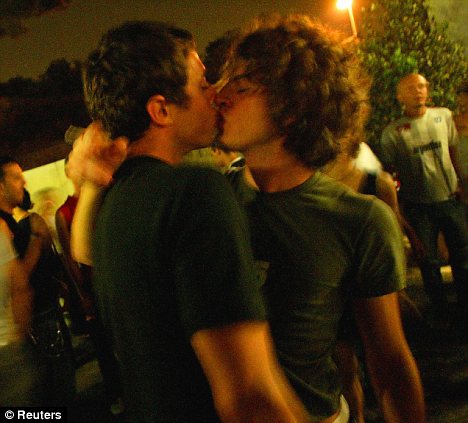 Social norm: Male university students now see nothing wrong with showing friendship to another man through a kiss on the lips