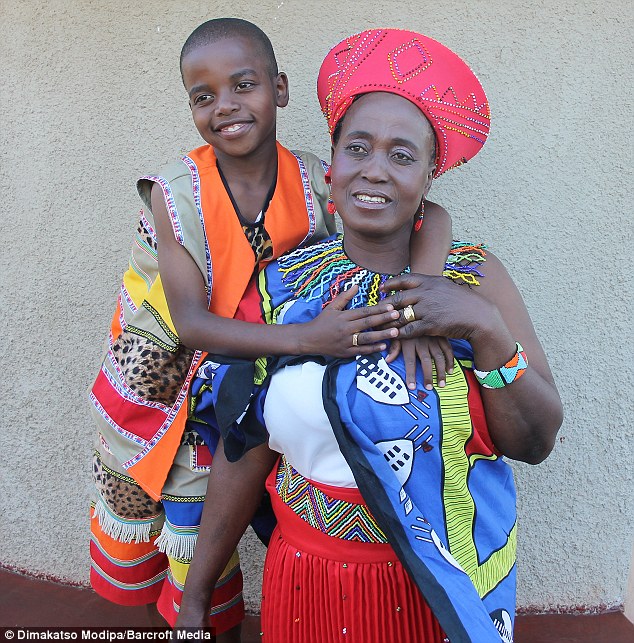 Nine-year-old schoolboy, Saneie Masilela  and his 62-year-old bride Helen Shabangu, wore traditional attire as they renewed their wedding vows in South Africa