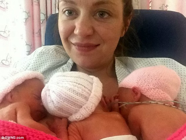 New arrivals: Melanie pictured in hospital with Boe, Mika and Hope after giving birth in August last year