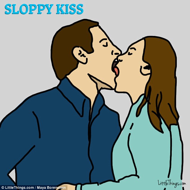 Wet and wild: Sloppy kisses can be sign of an intense physical relationship as it is characterized by partners exchanging saliva without abandon 