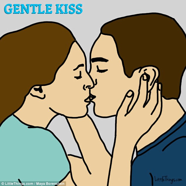 Slow burn: When couples gently kiss each other on the lips it is about 