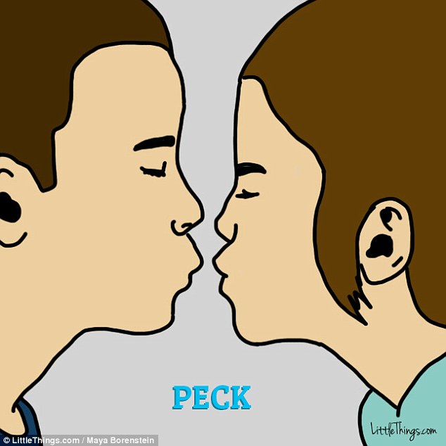 Pucker up: A quick peck on the lips is a way for two people to 