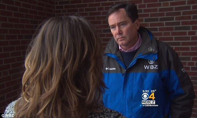 Terrifying: One of the alleged victims, left, speaks with a local Boston reporter after Sheehan