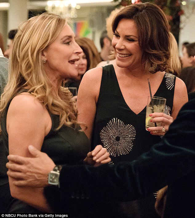 No more drinks: The star is often seeing drinking cocktails on her TV show; here she is seen with Sonja Morgan