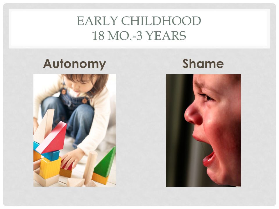 EARLY CHILDHOOD 18 MO.-3 YEARS AutonomyShame