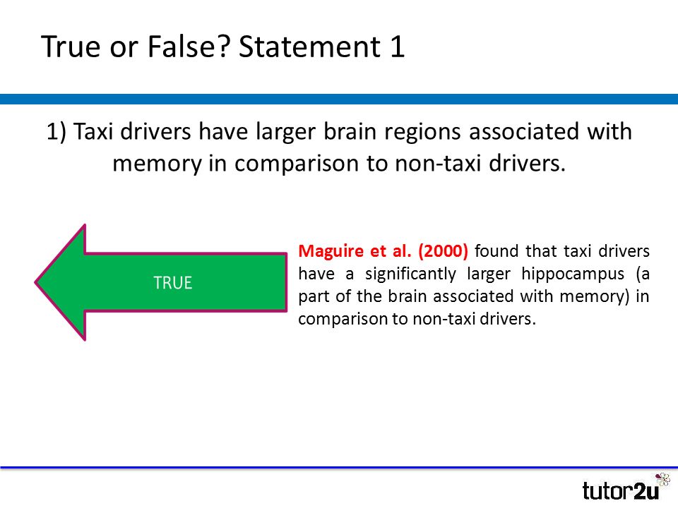 Activity 1: True or False. Task: On your table are six ‘psychological’ statements.
