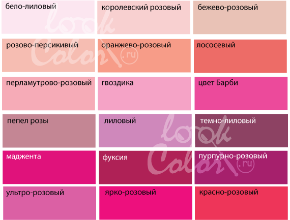 палитра розового цвета