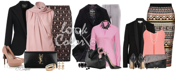 сочетание черного и розового цвета в одежде 2