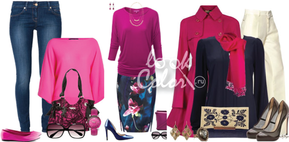 сочетание синего и розового цвета в одежде 4