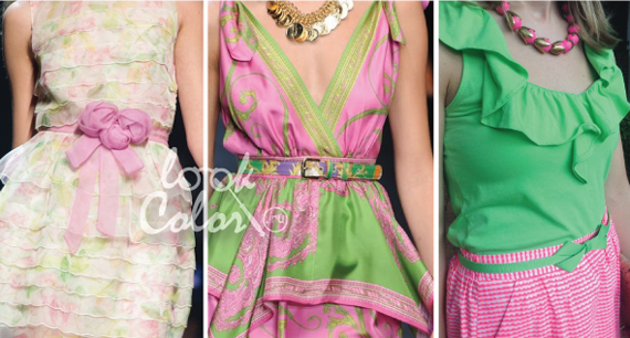 сочетание зеленого и розового в одежде 1