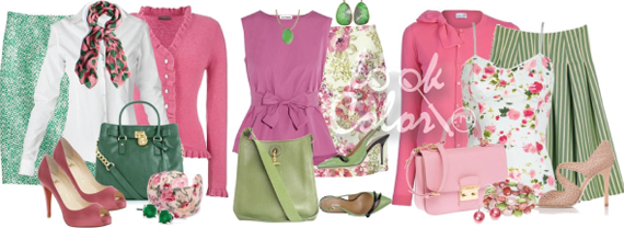 сочетание зеленого и розового в одежде 3