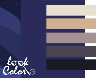 сочетание фиолетово-синего цвета с белым, бежевым, серым, черным