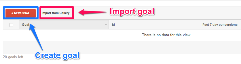 Create or import goal