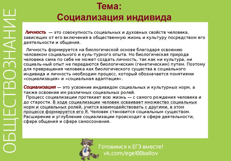 План по теме социализация индивида егэ обществознание