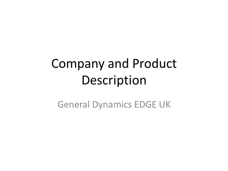 Company and Product Description