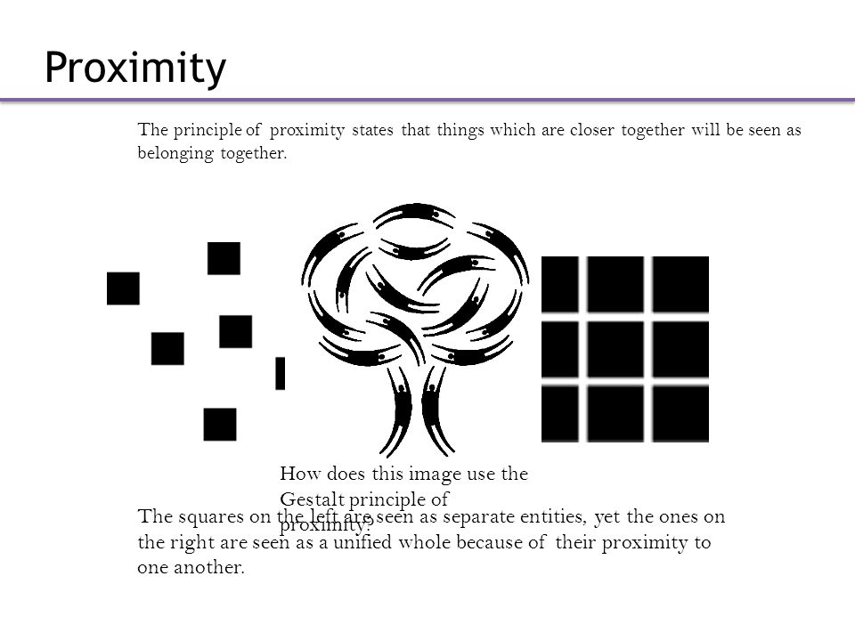 Proximity How does this image use the Gestalt principle of proximity