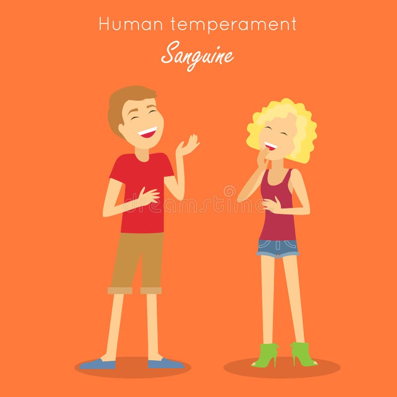 Sanguine Temperament Type People. Vector. Human temperament. Sanguine temperament type people. Medicine health human, system emotion, individuality mental energy stock illustration