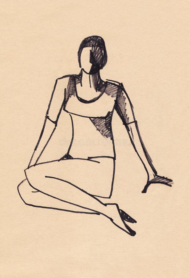 Sketch of the figure girl. Sketch of the figure gymnast girl royalty free illustration