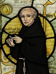 Stained-glass window showing William of Ockham
