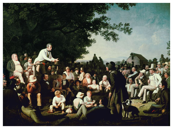 The painting <em>Stump Speaking</em> (1853–1854) is one of three in George Caleb Bingham’s <em>Election Series</em>, intended for a national audience. Styles of political campaigning have changed greatly since the mid-1850s, but voters have consistently paid close attention to a candidate’s manner of speaking. <strong>George Caleb Bingham (1811–1879)/Private Collection/Bridgeman Images</strong>