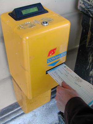 Stamp a train ticket