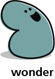 Cartoon blob shape that has an expression of wonder