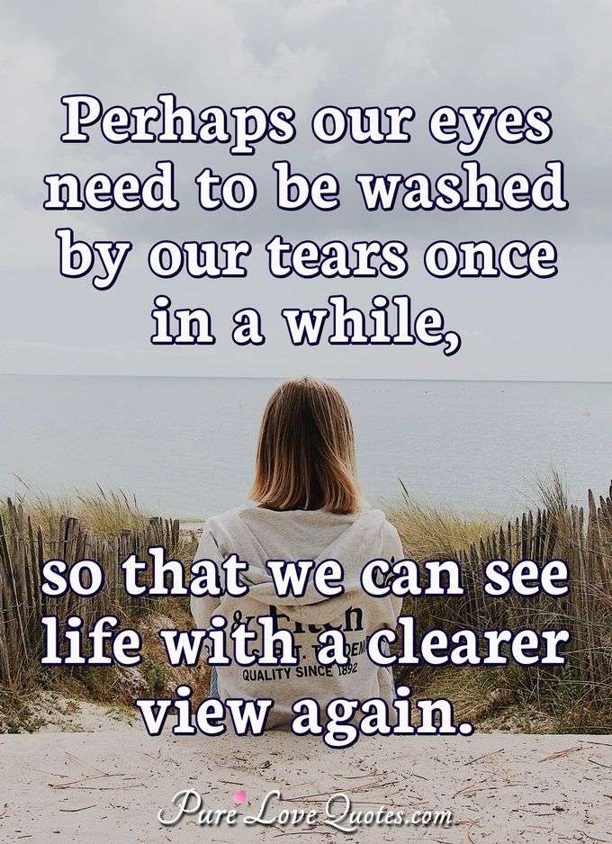 Perhaps our eyes need to be washed by our tears once in a while, so that we can see life with a clearer view again. - Anonymous