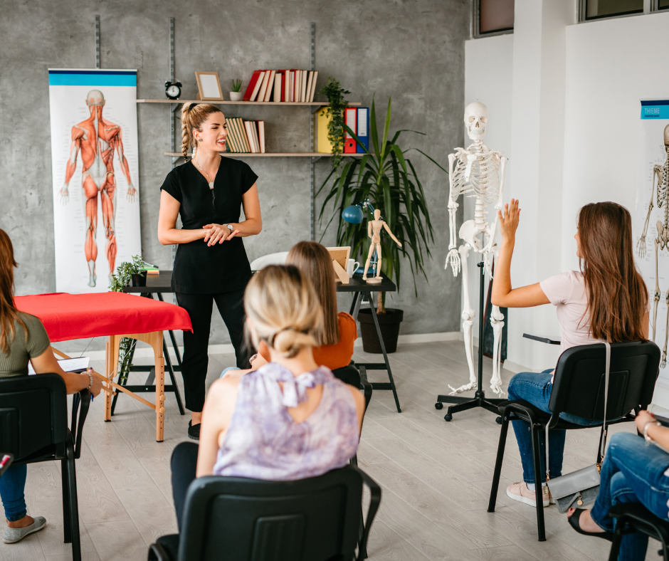 massage therapy class stock photo