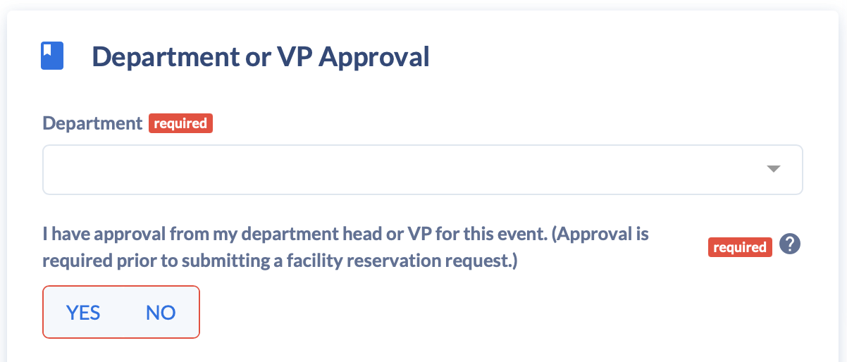 Screenshot depicting the department or VP approval section