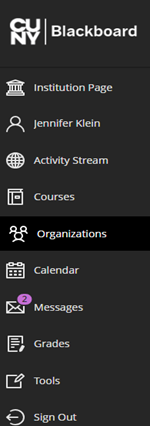 Blackboard menu