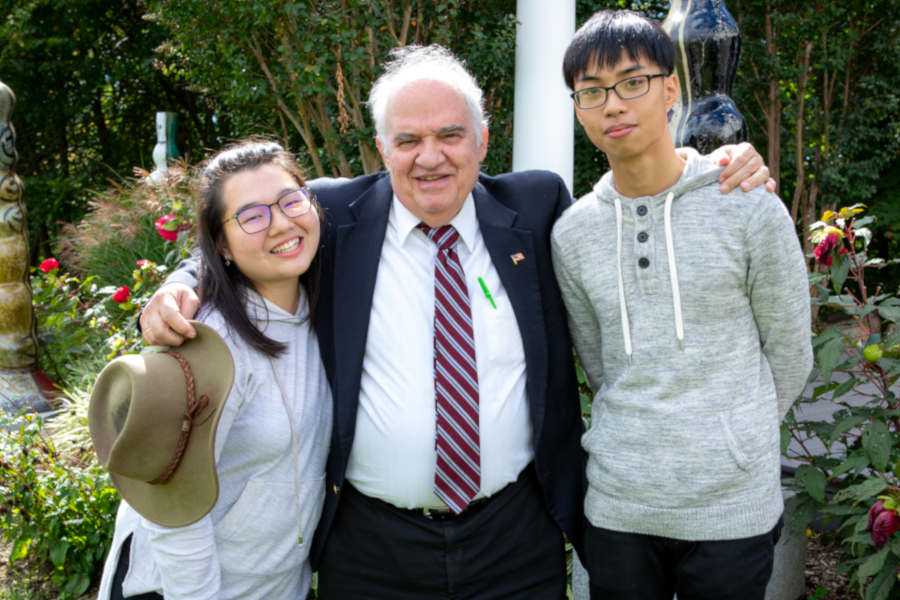 CRSP Mentees Sophia How and Charles Wong with Dr. Paris Svoronos