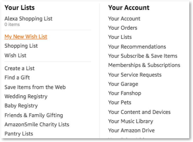 managing amazon wish list